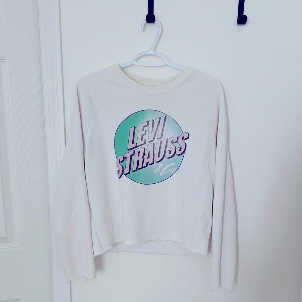 Levi's White and Green Graphic Crewneck